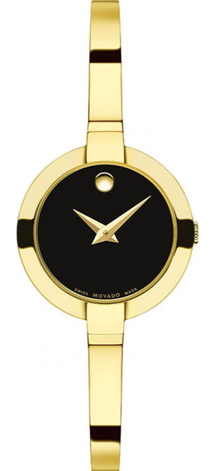 Movado Bela Black Dial Gold Steel Strap Watch For Women - 0606999 Buy Now By Movado