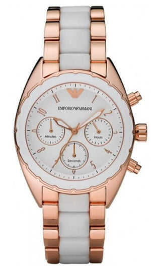 Emporio Armani Sportivo White Dial Rose Gold & White Steel Strap Watch For Women - AR5942 Buy Now By Emporio Armani