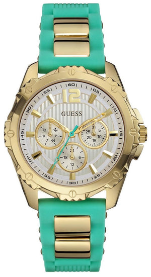 Guess Intrepid 2 Silver Dial Two Tone Rubber Strap Watch For Women - W0325L4 Buy Now By Guess