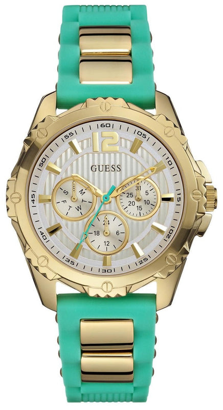 Guess Intrepid 2 Silver Dial Two Tone Rubber Strap Watch For Women - W0325L4 Buy Now By Guess