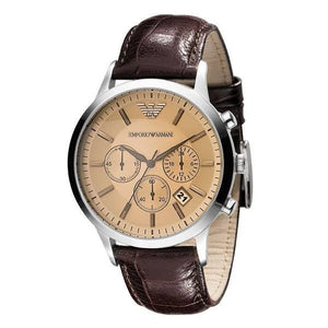 Emporio Armani Classic Chronograph Beige Dial Brown Leather Strap Watch For Men - AR2433 Buy Now By Emporio Armani