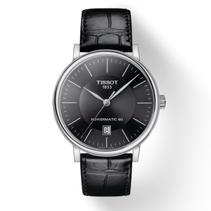 Tissot Carson Premium Powermatic 80 Black Dial Black Leather Strap Watch For Men - T122.407.16.051.00 Buy Now By Tissot
