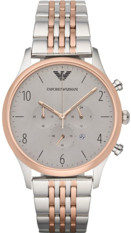 Emporio Armani Beta Chronograph Grey Dial Two Tone Steel Strap Watch For Men - AR1864 Buy Now By Emporio Armani