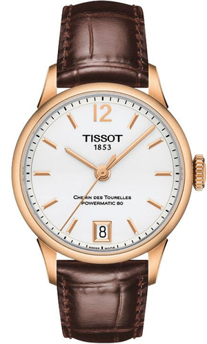 Tissot Chemin Des Tourelles Powermatic 80 Lady Silver Dial Brown Leather Strap Watch For Women - T099.207.36.037.00 Buy Now By Tissot