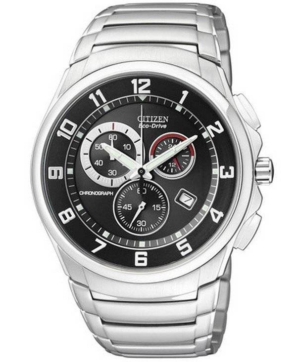 Citizen Eco Drive Chronograph Black Dial Silver Stainless Steel Watch For Men - AT0690-55E Buy Now By Citizen