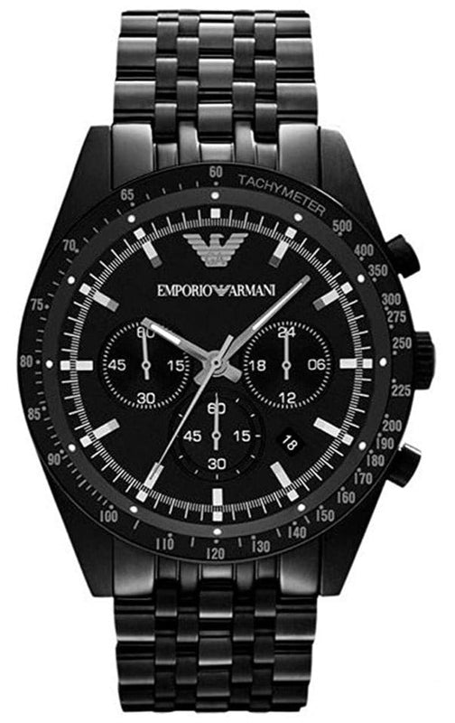 Emporio Armani Tazio Chronograph Black Dial Black Steel Strap Watch For Men - AR5989 Buy Now By Emporio Armani
