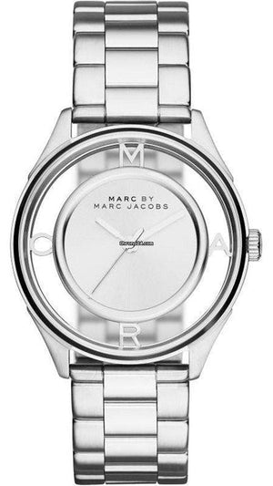 Marc Jacobs Tether Transparent Silver Dial Silver Steel Strap Watch for Women - MBM3412 Buy Now By Marc Jacobs