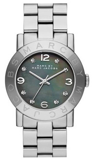 Marc Jacobs Amy Analog Mother of Pearl Grey Dial Silver Steel Strap Watch for Women - MBM8608 Buy Now By Marc Jacobs