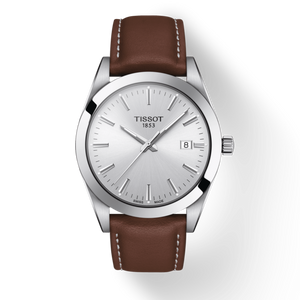 Tissot Gentleman Silver Dial Brown Leather Strap Watch For Men - T127.410.16.031.00 Buy Now By Tissot