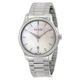 Gucci G Timeless Mother of Pearl White Dial Silver Steel Strap Watch For Women - YA126444 Buy Now By Gucci