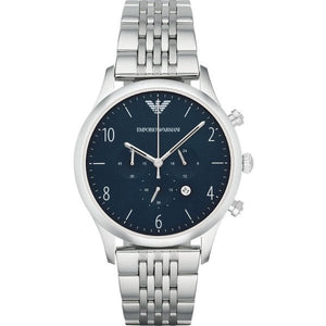 Emporio Armani Chronograph Blue Dial Silver Steel Strap Watch For Men - AR1942 Buy Now By Emporio Armani