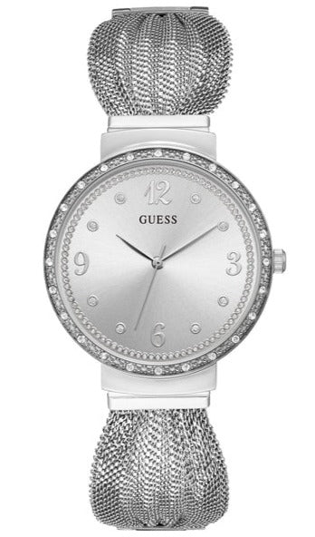 Guess Chiffon Silver Dial Silver Mesh Bracelet Watch For Women - W1083L1 Buy Now By Guess