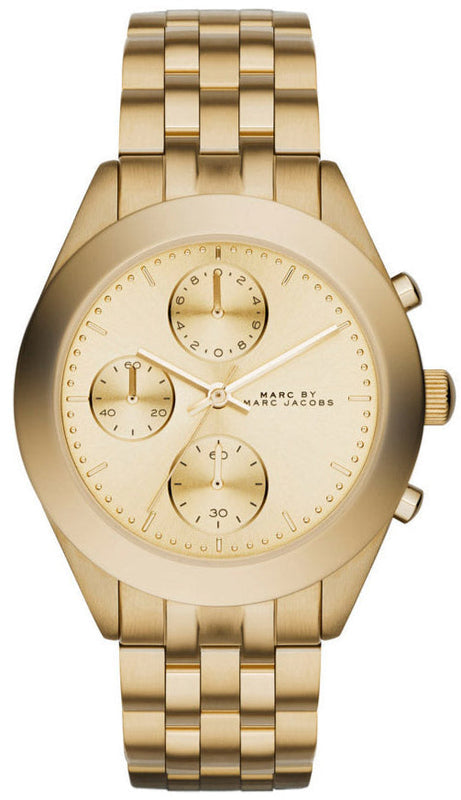 Marc Jacobs Peeker Chronograph Gold Dial Gold Steel Strap Watch for Women - MBM3393 Buy Now By Marc Jacobs