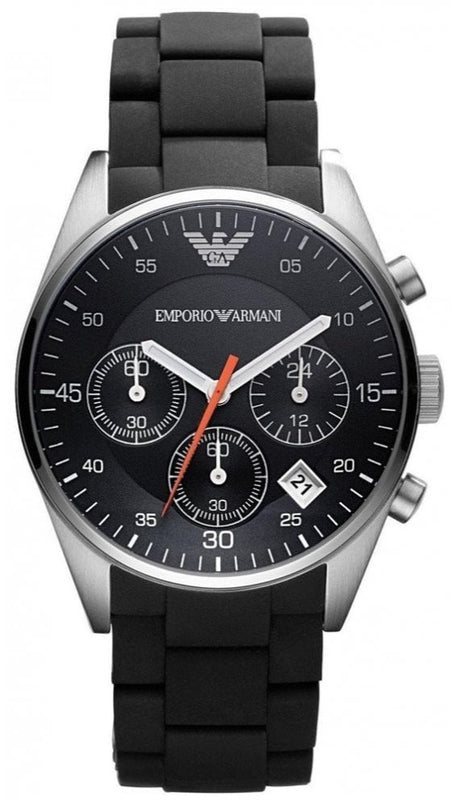 Emporio Armani Sportivo Chronograph Black Dial Black Strap Watch For Men - AR5858 Buy Now By Emporio Armani