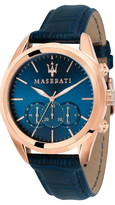 Maserati Traguardo Chronograph Blue Dial Blue Leather Strap Watch for Men - R8871612015 Buy Now By Maserati