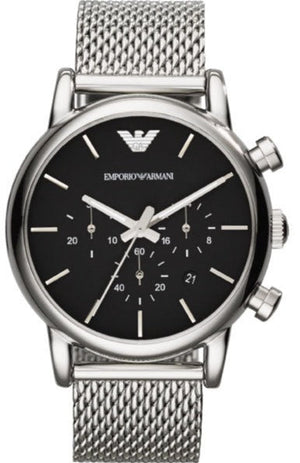 Emporio Armani Luigi Chronograph Black Dial Silver Mesh Bracelet Watch For Men - AR1811 Buy Now By Emporio Armani