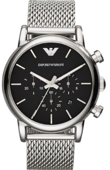 Emporio Armani Luigi Chronograph Black Dial Silver Mesh Bracelet Watch For Men - AR1811 Buy Now By Emporio Armani