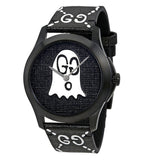 Gucci G Timeless Ghost Black Dial Black Leather Strap Watch For Men - YA1264018 Buy Now By Gucci