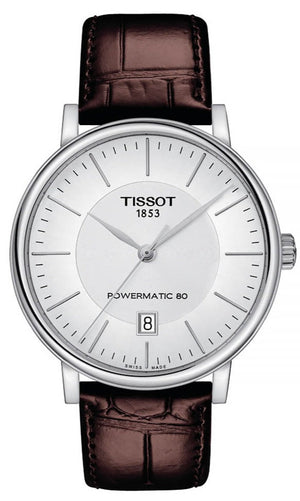 Tissot T-Classic Powermatic 80 Silver Dial Brown Leather Strap Watch For Men - T122.407.16.031.00 Buy Now By Tissot