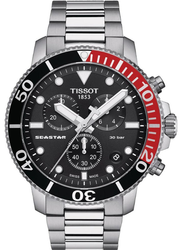 Tissot Seastar 1000 Chronograph Black Dial Silver Steel Strap Watch For Men - T120.417.11.051.01 Buy Now By Tissot