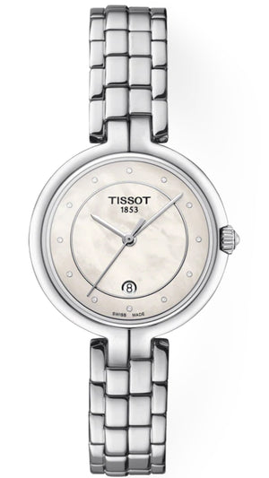 Tissot T Lady Flamingo Diamonds White Dial Silver Steel Strap Watch For Women - T094.210.11.116.01 Buy Now By Tissot
