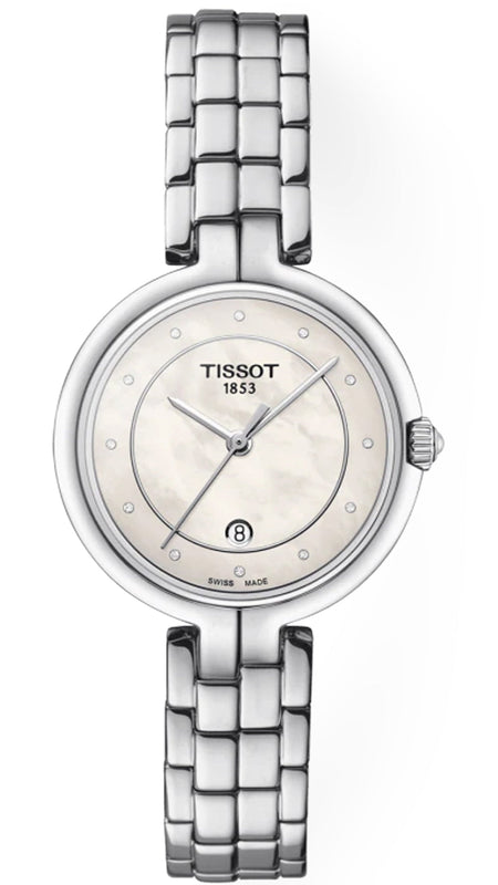 Tissot T Lady Flamingo Diamonds White Dial Silver Steel Strap Watch For Women - T094.210.11.116.01 Buy Now By Tissot