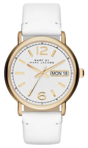 Marc Jacobs Fergus White Dial White Leather Strap Watch for Women - MBM8653 Buy Now By Marc Jacobs