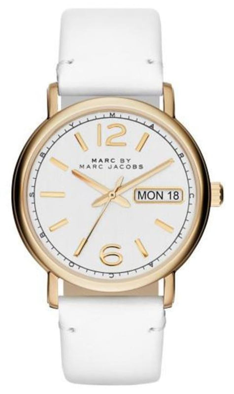 Marc Jacobs Fergus White Dial White Leather Strap Watch for Women - MBM8653 Buy Now By Marc Jacobs