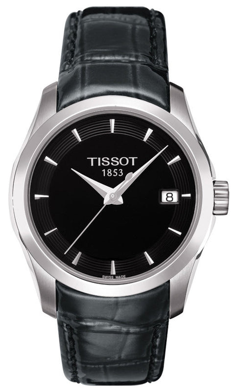 Tissot T Trend Couturier Black Dial Black Leather Strap Watch For Women - T035.210.16.051.00 Buy Now By Tissot