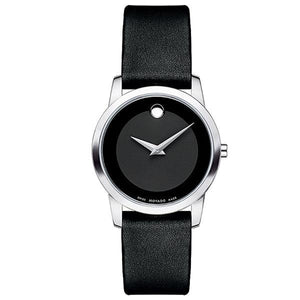 Movado Museum Classic Black Dial Black Leather Strap Watch For Women - 0606503 Buy Now By Movado