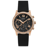 Guess Solar 40mm Black & Rose Gold Dial Black Rubber Strap Watch For Women - W1135L4 Buy Now By Guess