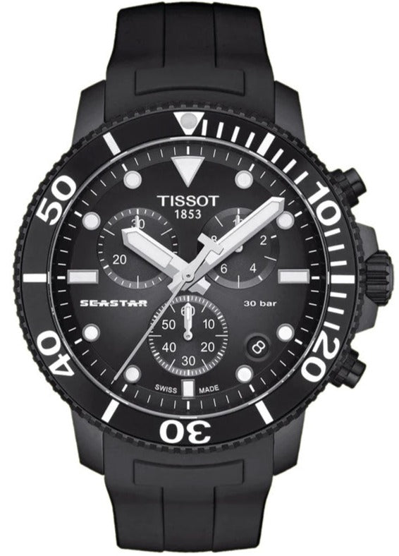 Tissot Seastar 1000 Chronograph Black Dial Black Rubber Strap Watch For Men - T120.417.37.051.02 Buy Now By Tissot