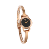 Movado Rondiro 22mm Black Dial Rose Gold Steel Strap Watch For Women - 0607065 Buy Now By Movado