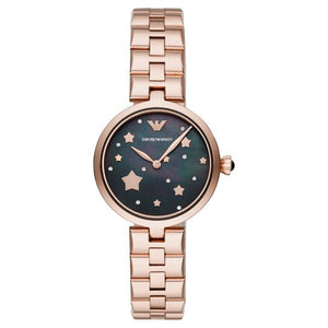 Emporio Armani Arianna Black Dial Rose Gold Stainless Steel Watch For Women - AR11197 Buy Now By Emporio Armani
