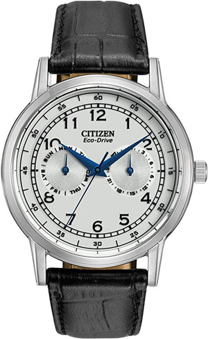 Citizen Eco Drive Silver Dial Black Leather Strap Watch For Men - AO9000-06B Buy Now By Citizen