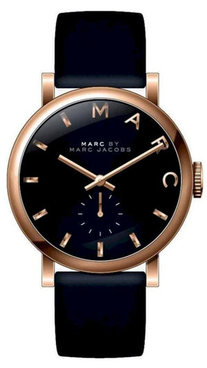 Marc Jacobs Baker Black Dial Black Leather Strap Watch for Women - MBM8633 Buy Now By Marc Jacobs