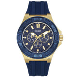 Guess Force Blue & Rose Gold Dial Blue Silicone Strap Watch For Men - W0674G2 Buy Now By Guess