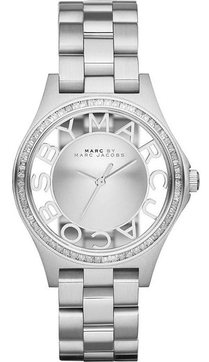 Marc Jacobs Henry Transparent Silver Dial Silver Steel Strap Watch for Women - MBM3337 Buy Now By Marc Jacobs