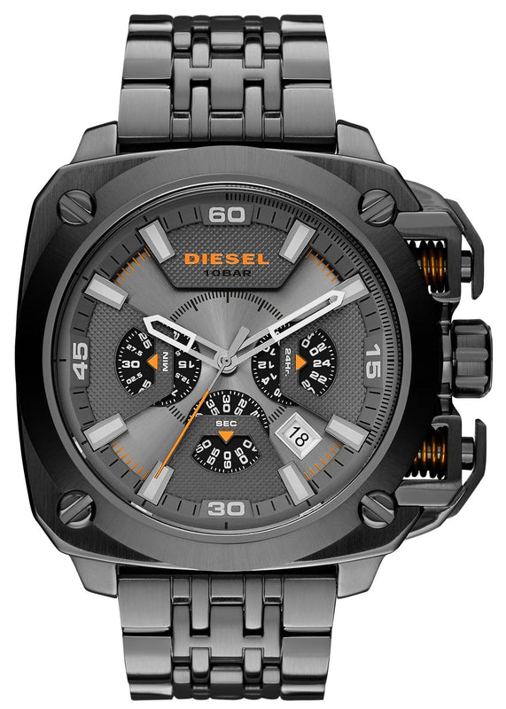 Diesel BAMF Chronograph Gray Dial Gray Steel Strap Watch For Men - DZ7344 Buy Now By Diesel