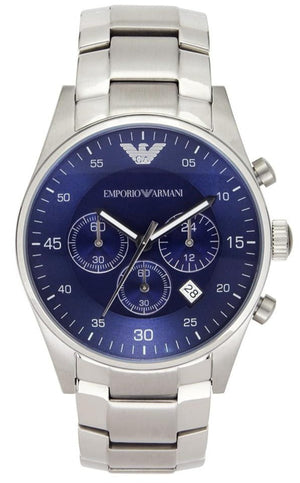 Emporio Armani Sportivo Chronograph Blue Dial Silver Steel Strap Watch For Men - AR5860 Buy Now By Emporio Armani