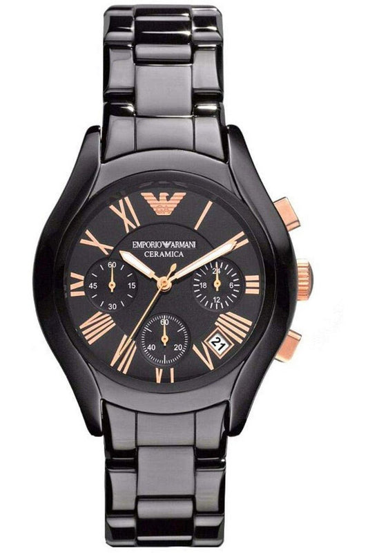 Emporio Armani Chronograph Black Ceramic Stainless Steel Dial Watch For Women - AR1411 Buy Now By Emporio Armani