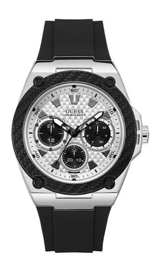Guess Legacy White Dial Black Rubber Strap Watch For Men - W1049G3 Buy Now By Guess