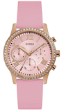 Guess Solar Rose Gold Dial Pink Rubber Strap Watch For Women - W1135L2 Buy Now By Guess