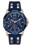Guess Oasis Blue Dial Blue & Rose Gold Stainless Steel Strap Watch For Men - W0366G4 Buy Now By Guess