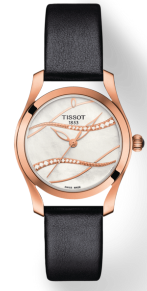 Tissot T Wave Diamond Mother of Pearl Dial Black Leather Strap Watch For Women - T112.210.36.111.00 Buy Now By Tissot
