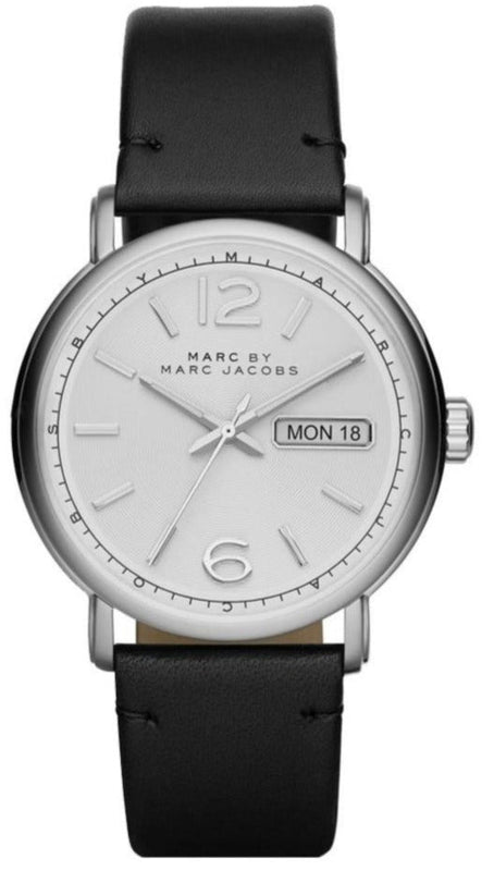 Marc Jacobs Fergus White Dial Black Leather Strap Watch for Men - MBM5076 Buy Now By Marc Jacobs