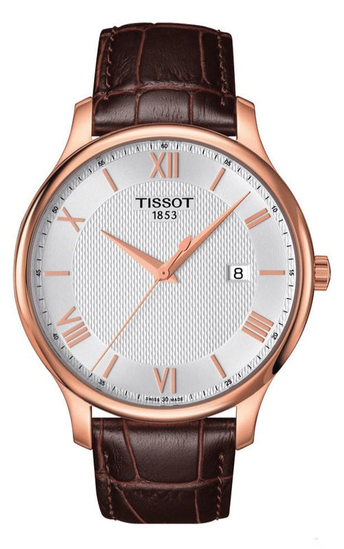 Tissot T Classic Tradition Silver Dial Brown Leather Strap Watch For Men - T063.610.36.038.00 Buy Now By Tissot