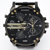 Diesel Mr Daddy 2.0 Chronograph Black Dial Black Leather Strap Watch For Men - DZ7348 Buy Now By Diesel