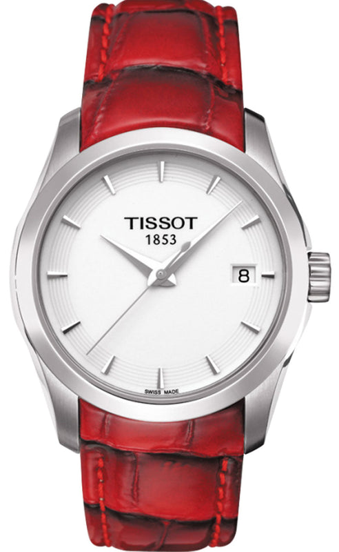 Tissot Couturier White Dial Red Leather Watch For Women - T035.210.16.011.01 Buy Now By Tissot