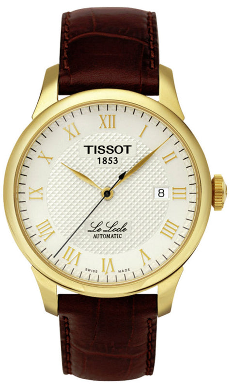 Tissot T Classic Le Locle Automatic Gold Dial Maroon Leather Strap Watch For Men - T41.5.413.73 Buy Now By Tissot